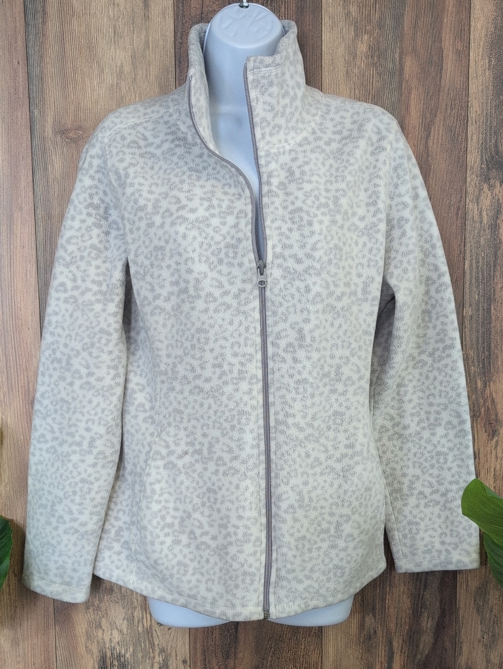 Old Navy Animal-Print Teddy Fleece Full Zip Jacket L        T182